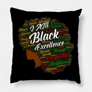 I Am Black Excellence Afro With Words Pillow