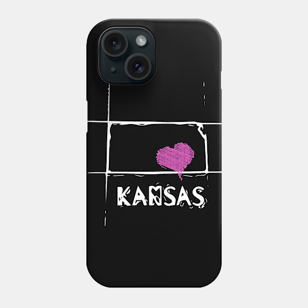 Love Kansas State Sketch USA Art Design Phone Case by DimDom