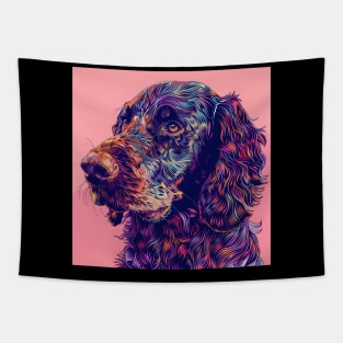 Retro Curly-coated Retriever: Pastel Pup Revival Tapestry