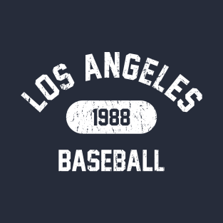 Retro 1988 Los Angeles Baseball Distressed Varsity Logo (White) T-Shirt