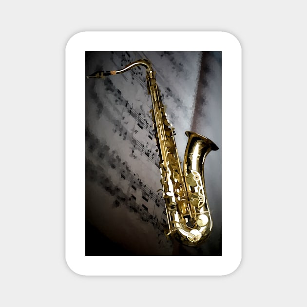 Saxophone - Sax - Musical Instrument Magnet by JimDeFazioPhotography