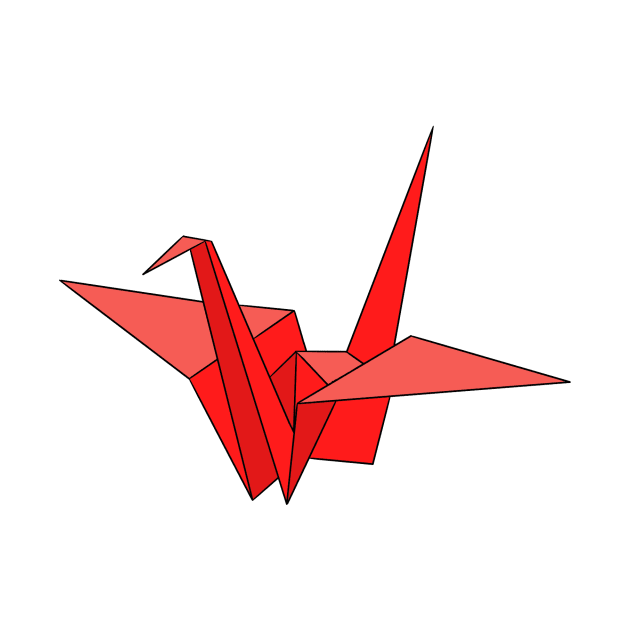 Red origami crane by CalliesArt