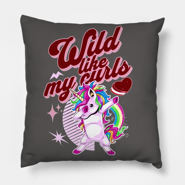 Wilds Like My Curls Toddler Cute Unicorn Curly Haired Retro Pillow by alcoshirts