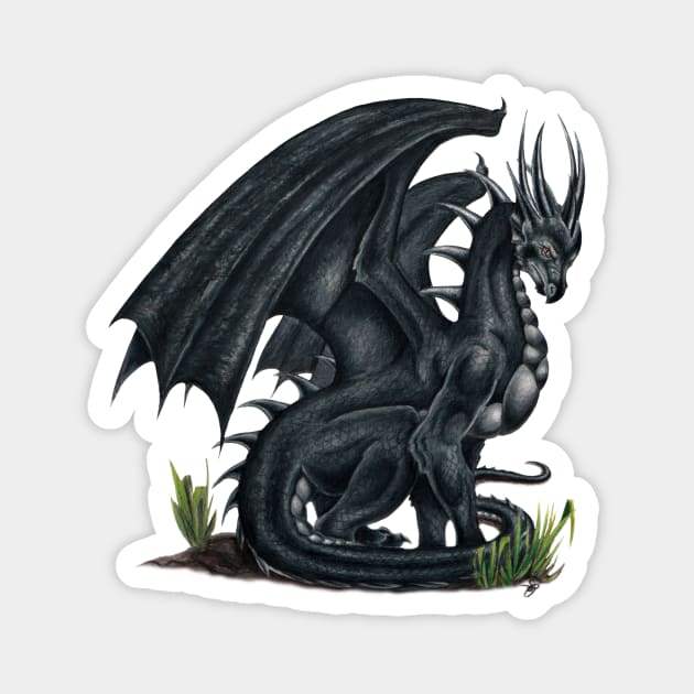 Majestic Black Dragon Magnet by Sandra Staple