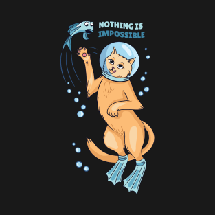 Diving cat for divers, cat owners and optimists T-Shirt