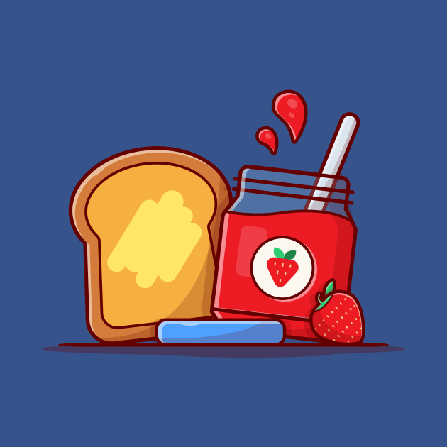 Toast Bread With Strawberry Jam Cartoon Vector Icon Illustration by Catalyst Labs