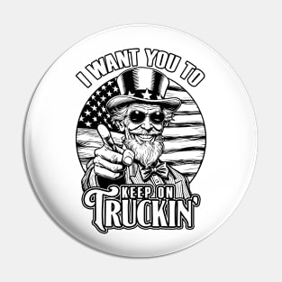 Keep On Truckin 4th Of July Uncle Sam Truck Driver USA Flag Pin