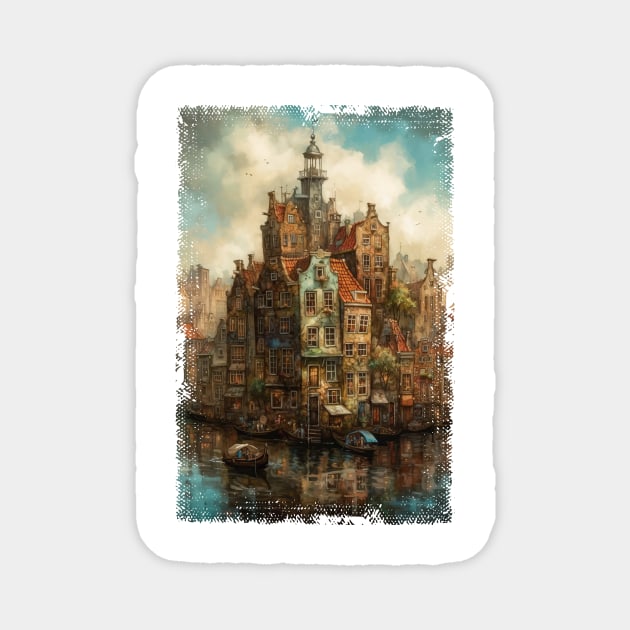 Steampunk Amsterdam Skyline Magnet by erzebeth