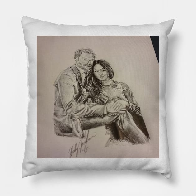 Prince Harry & Duchess Meghan Markle Portrait Pillow by billyhjackson86