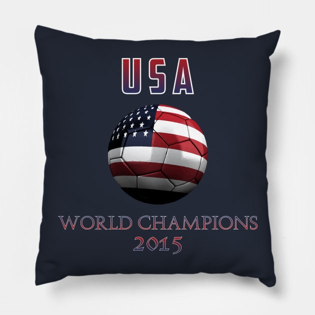 USA Womens Soccer World Champions 2015 Pillow by Cactux