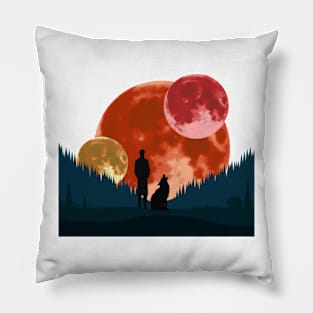 Man and wolf Pillow