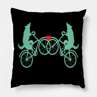 Wolf bicycle love nice cute cool colorful Pillow