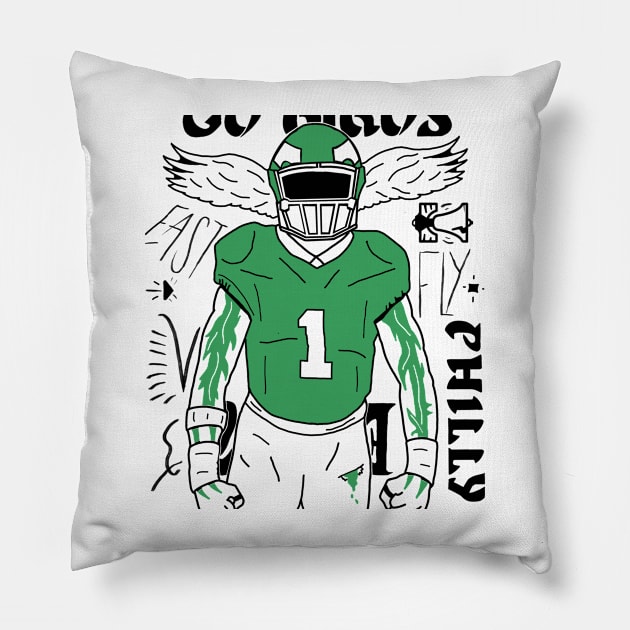 Go Birds Bleed Kelly Green Philly Football Pillow by Rezolutioner