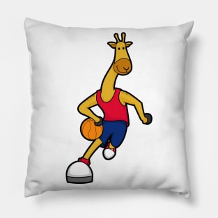 Giraffe as Basketball player with Basketball ball Pillow