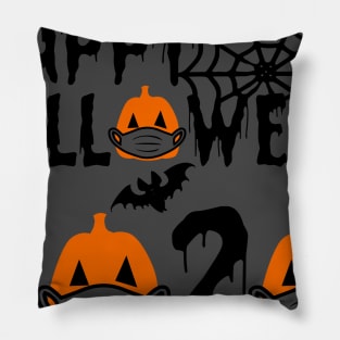 Happy Halloween 2020 pumpkin in mask quarantine Pillow