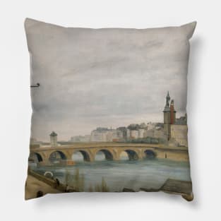 The Pont au Change, Seen from the Quai de Gesvres by Jean-Baptiste-Camille Corot Pillow