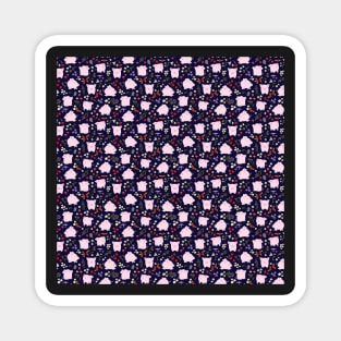 Cute little pigs dancing around sweet florals Magnet