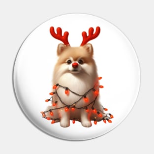 Christmas Red Nose Pomeranian Dog Pin