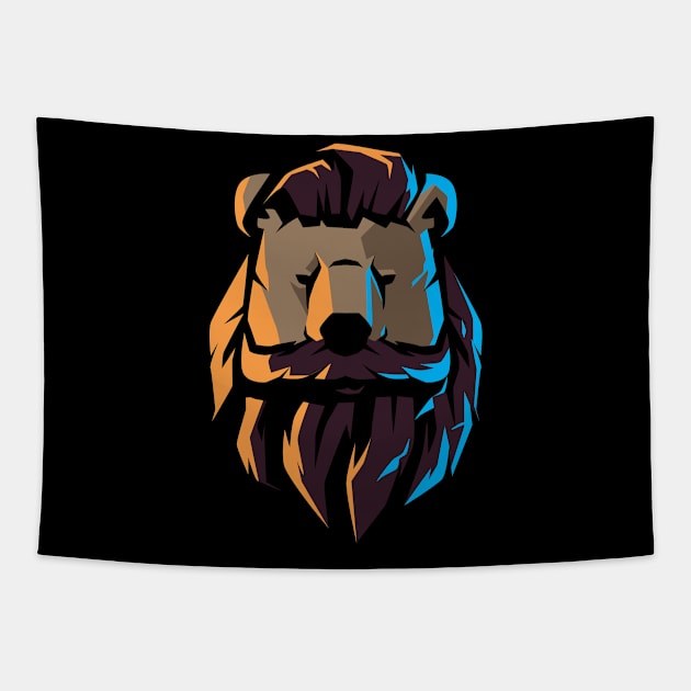 hipster bear Tapestry by Aksa Inov