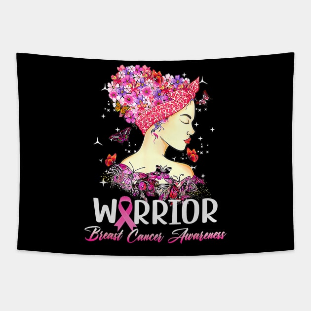 Warrior Breast Cancer Awareness Butterfly Sunflower Women Tapestry by everetto