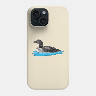 Loon bird cartoon illustration Phone Case