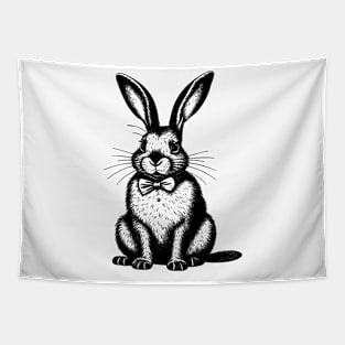 Vintage Bunny Rabbit with Bow Tie, Classic Retro Vibes Bunny Aesthetic Tapestry