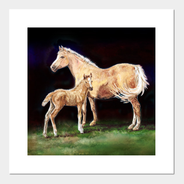 Mare Foal Watercolor Painting Pony Posters And Art Prints Teepublic Uk