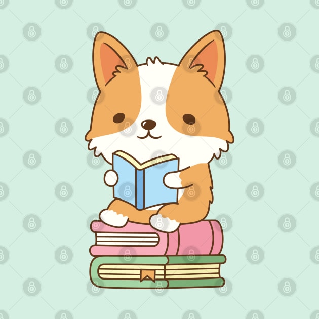 Cute Corgi Loves To Read Books by rustydoodle