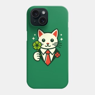 Cat Holding Shamrock for St Patricks Day Phone Case