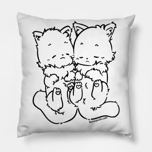 Marie and Rosie Cuddling and Sleeping (Plain White) Pillow