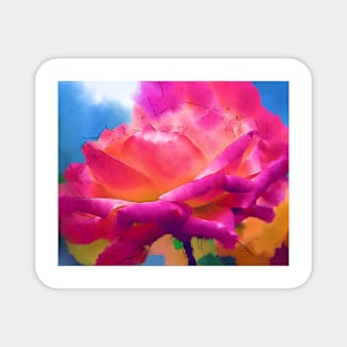 Soft Rose Bloom In Pink and Orange Magnet