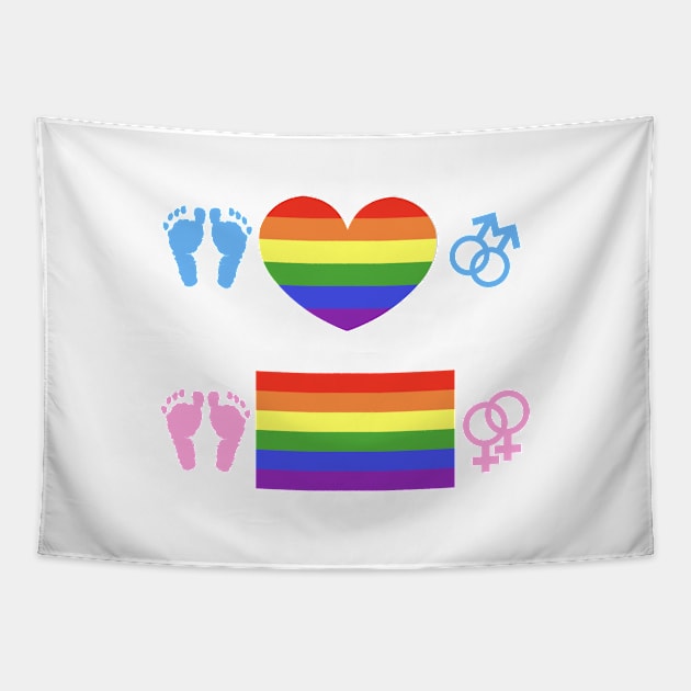 Rainbow flag, LGBT symbol on heart and gay and lesbian symbol Tapestry by GULSENGUNEL