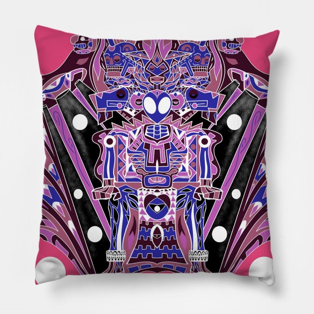 moebius chair in alien mictlan gatekeeper ecopop Pillow by jorge_lebeau