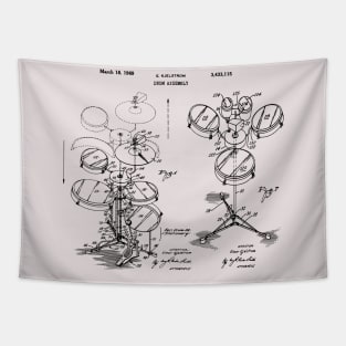 Drummer Gift Drum Set Patent Blueprint Tapestry
