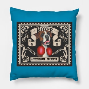 Funny Cute Boxer Dog Stamp Design Pillow