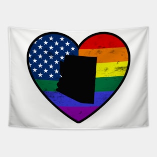 Arizona United States Gay Pride Flag Heart Tapestry