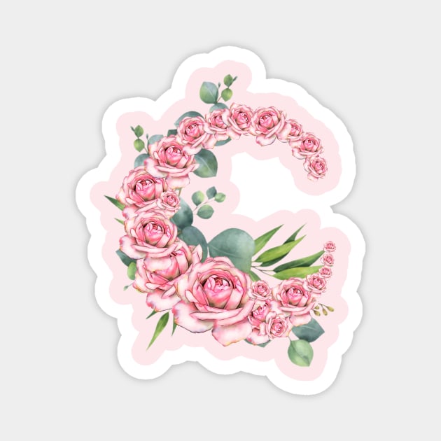 C of Roses Initial Pretty Pink Roses Magnet by ArtisticEnvironments