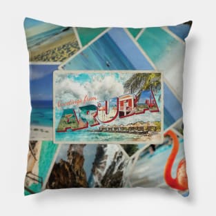 Greetings from Aruba Vintage style retro souvenir Pillow