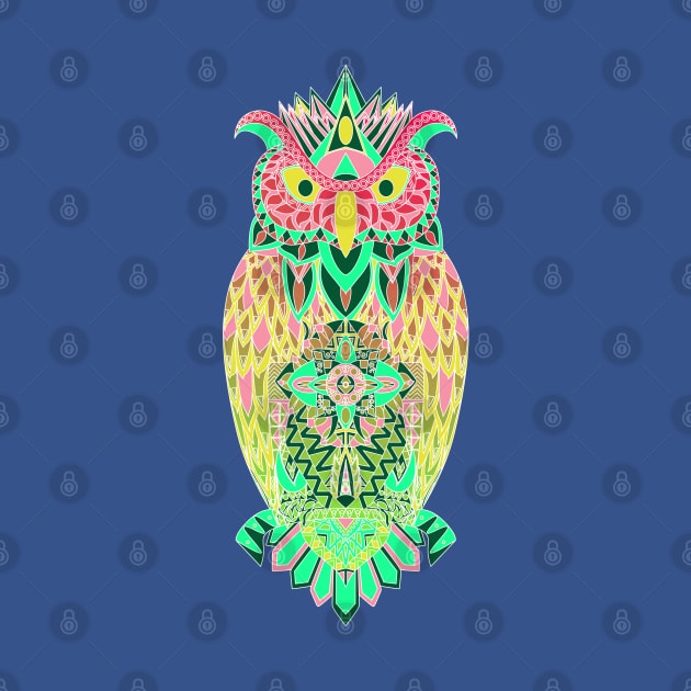 owl of wisdom pattern ecopop in boho style by jorge_lebeau