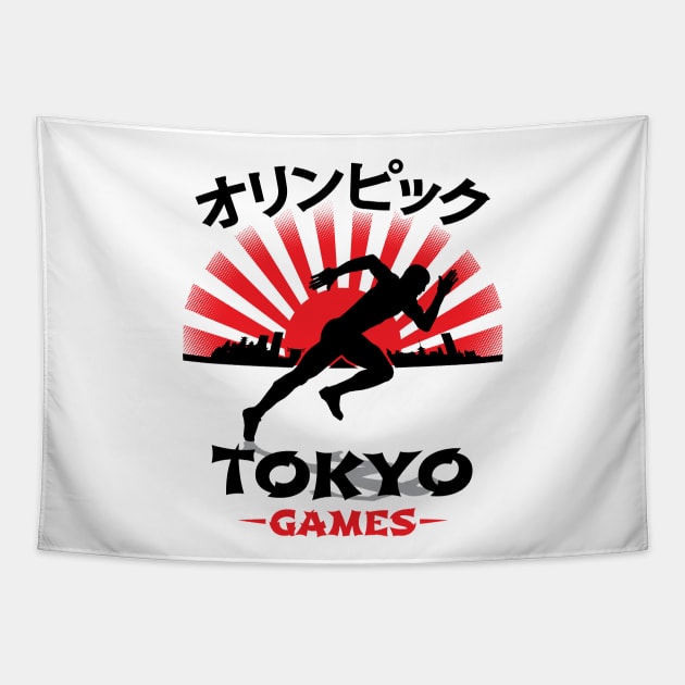 Sprinter Tokyo Olympics Track N Field Athlete Tapestry by atomguy