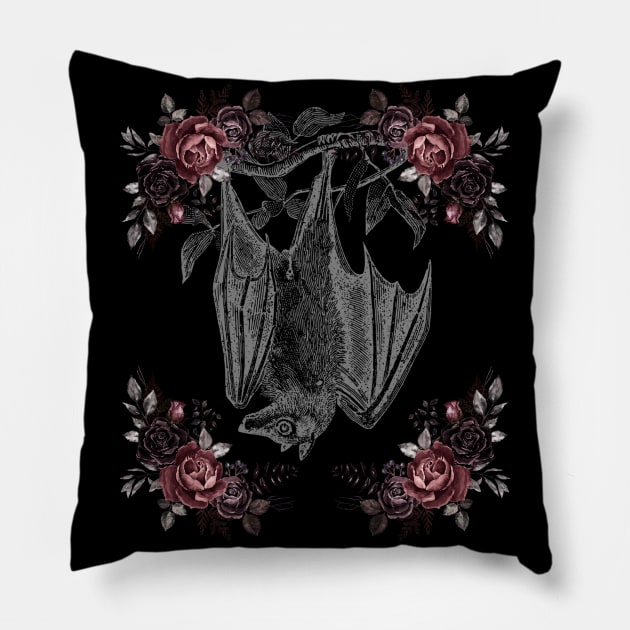 Victorian Floral Vampire Bat Pillow by Curio Pop Relics