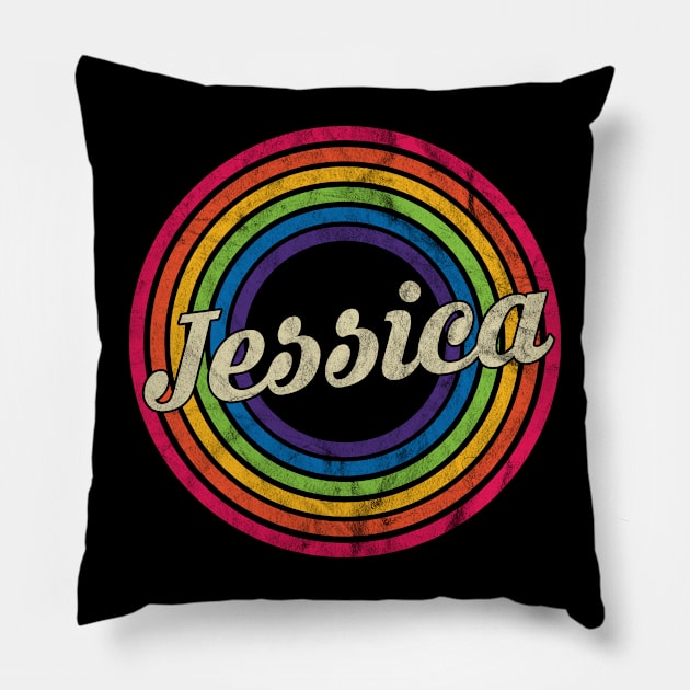 Jessica - Retro Rainbow Faded-Style Pillow by MaydenArt