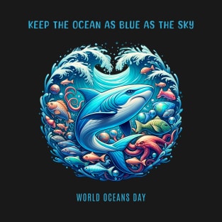 Keep the ocean as blue as the sky - World Oceans Day T-Shirt