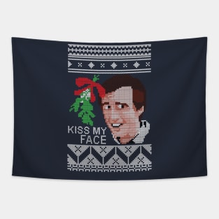 Christmas Alan Partridge Kiss My Face Mistletoe Knit Tapestry