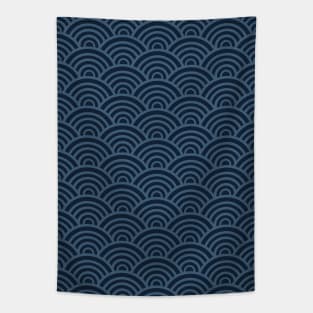 Seikaiha Blue Japanese waves style Tapestry