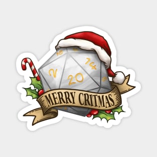 D20 Merry Critmas Dice White Magnet