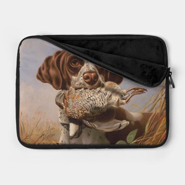 Vintage English Pointer Hunting Quail Painting 1869 English Pointer Laptop Case Teepublic