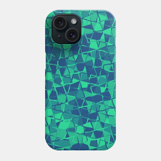 Grid Square Mosaic Pattern (Blue Teal) Phone Case by John Uttley