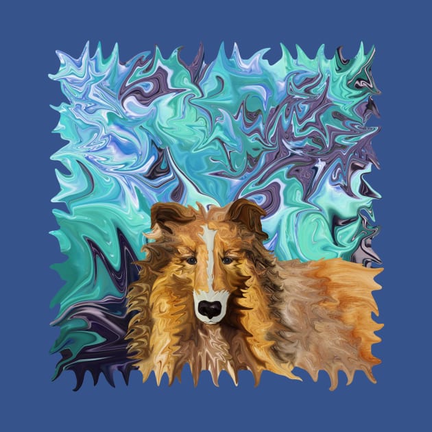 The Inquisitive Collie of the Psychedelic Dog Parade by distortionart