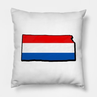 Red, White, and Blue Kansas Outline Pillow